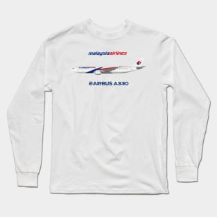 Illustration Of Malaysia Airlines Airbus A330-300 Long Sleeve T-Shirt